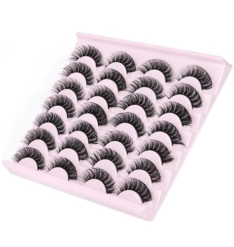 False Eyelashes Russian Strip Lashes Volume Fake Eyelashes Extension D-Curly Wispy Handmade Soft Reusable 14 Pairs Lashes Pack thumbnail 9