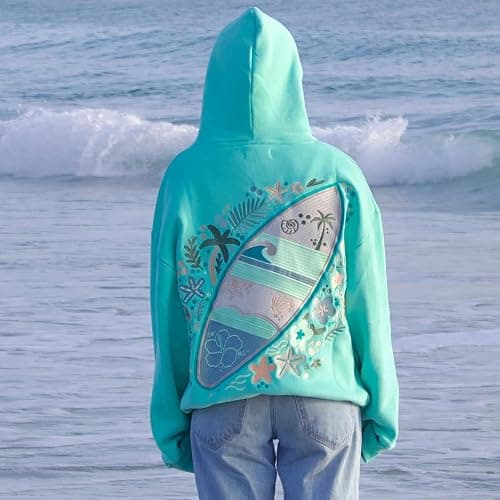Cute Hoodies for Teen Girls Floral Embroidered Patchwork Hoodie Y2k Oversized Pullover Sweatshirt Preppy Streetwear thumbnail 3