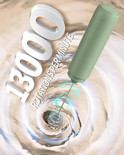CIRCLE JOY Rechargeable Milk Frother Hanheld, Dual Ring Electric Coffee Frother, Portable Hand Frother Wand Drink Mixer for Matcha Lattes Cappuccino, Kitchen Gifts, Green thumbnail 2