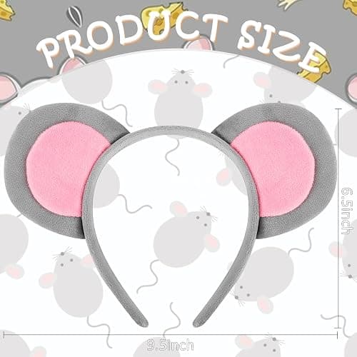 KICOSY Cute Mouse Ears Headband for Women Halloween Mouse Head band Grey Rat Ears HairBand Animal Headband Rat Costume Adult Party Accessories for Halloween Cosplay thumbnail 3