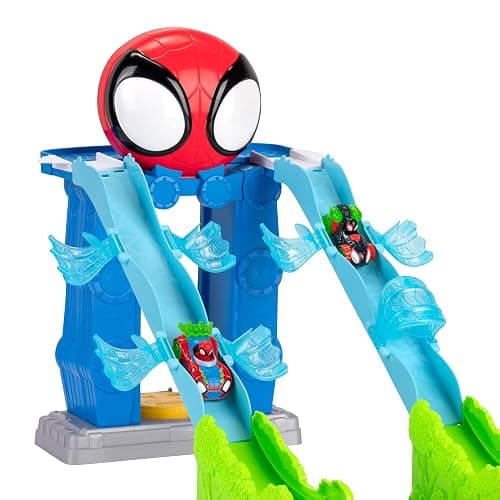 Marvel Spidey and His Amazing Friends Spidey’s Mega Jump HQ Track - 39-Inch Dual Race Track with Elevator, Control Center, Web Tunnels and Two Exclusive Amazing Metals Vehicles thumbnail 6