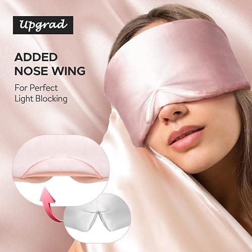 LitBear Silk Sleep Mask for Side Sleeper, Eye Mask Sleeping for Women Men 100% 22 Momme Pure Mulberry Silk, Face-Hugging Padded Silk Eye Cover for Sleeping with Adjustable Band (Pink) thumbnail 3