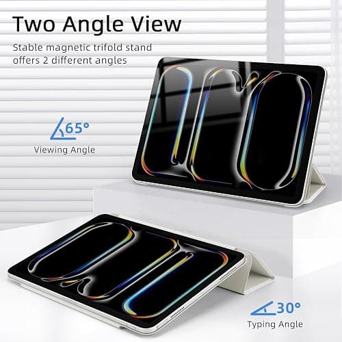 Dwopar for iPad Pro 11 inch M5/M4 Case (6th/5th Generation, 2025/2024), Auto Sleep/Wake and Magnetic Closure, Slim Trifold Stand Case, PU Leather Cover,Support Apple Pencil Pro, White thumbnail 3