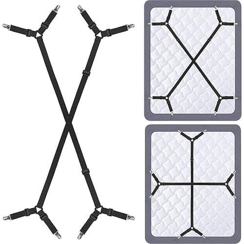 Bed Sheet Holder Straps - Sheet Straps Adjustable Bed Sheet Clips Fasteners Keep Sheets Stays in Place,2Pcs/Set Black - Black 2pcs Set