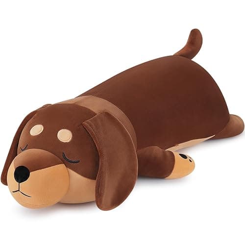 30'' Giant Dachshund Dog Plush Stuffed Animal- Weiner Dog Plush Pillow Plushies, Large Sleeping Dachshund Plush Toy, Cute Hugging Weiner Dog Stuffed Animal, Birthday Gifts for Kids Girls Boys - Image 1