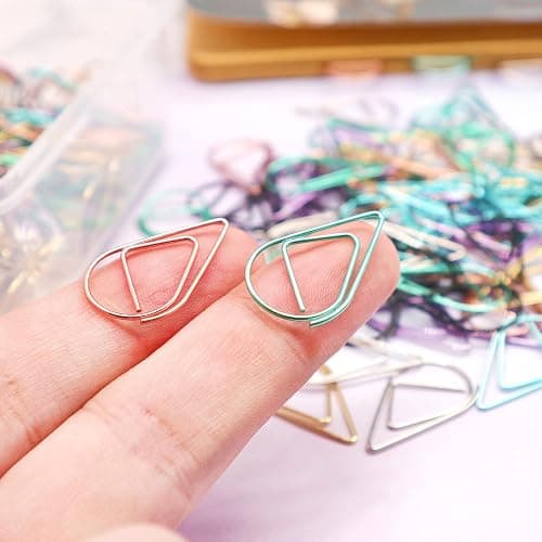 DEEDYGO 250 PCS Multicolor Drop-Shaped Paper Clips, 1 Inch | Teardrop Paperclips, Stainless Steel, For Office School Wedding Scrapbooking, Bookmarks & Planners thumbnail 2