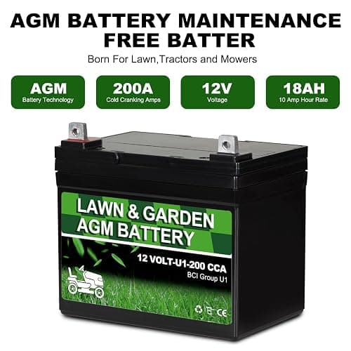Lawn Garden AGM Battery Group U1, 12 Volt 200CCA,Rechargeable SLA Starting Battery for Lawn, Tractors and Mowers, Compatible with John Deere, Toro, Cub Cadet, and Craftsman Mower - U1-200CCA thumbnail 3
