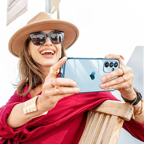 LeYi for Samsung Galaxy A15 5G Case: with Tempered Glass Screen Protector [2 Pcs]+Camera Lens Protection, Love Heart Plating Women Luxury Shockproof Case for A 15, Cute Present for Mom, Sierra Blue thumbnail 6
