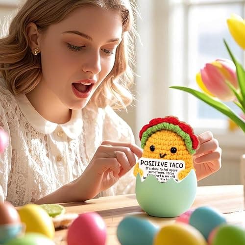 Mini Emotional Taco Support 21st 30th 40th Birthday Gifts for Women Men Easter Basket Stuffers Essentials Teen Boys Girls Friend Sister Mom Dad Coworker Inspirational Self Care Positive Crochet Animal thumbnail 2