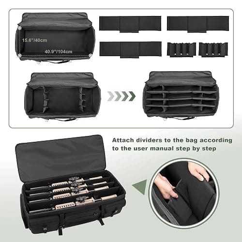GOBUROS 42” Rifle Case for 4 Guns, Soft Multi Gun Case with Padded Dividers for Organization, Tactical Rifle Bag with Extra Pockets and Padded Handle for Rifle Accessory and Easy Shipping thumbnail 2
