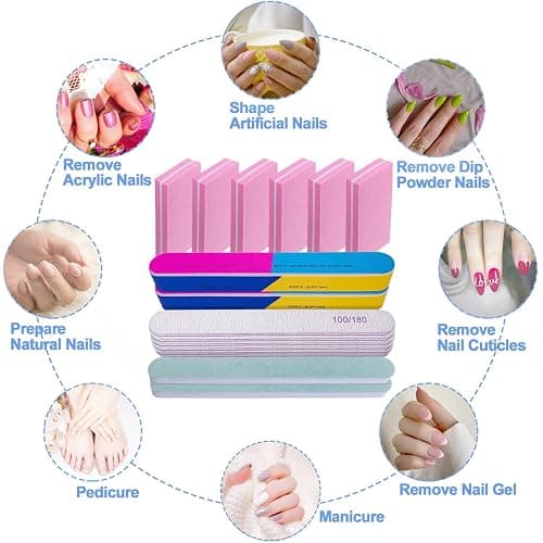 Nail File and Buffer Set (16 Pack), Nail File Kit Professional Nail Files & Buffers Manicure Supplies Filer Buffer for Natural Nails, 100/180 Grit 7 Way Nail Filing Polishing Buffer for Nail Care thumbnail 6