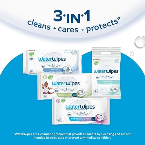 WaterWipes Sensitive+ Newborn & Baby Wipes, 360 Count (6 Packs), 3-In-1 Cleans, Cares, Protects, 99.9% Water, Unscented thumbnail 7