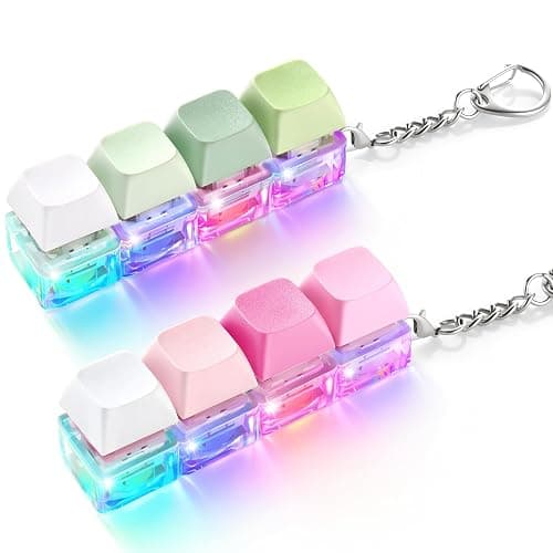 2 Pack Keyboard Fidget Toy Light Up – Clicky & Silent Keyboard Clicker Fidget Keychain – Quiet Fidget Toys for Adults, Sensory Toy for Boost Focus & Calm Anxiety at Work, Travel – Stress Relief Gifts - Image 1