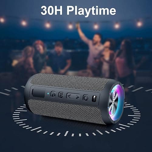 Ortizan Bluetooth Speaker, Portable Wireless Bluetooth Speakers With Led Light, Louder Volume & Enhanced Bass, IPX7 Waterproof, 30H Playtime, Durable Loud Outdoor Speaker for Travel, Sport thumbnail 5