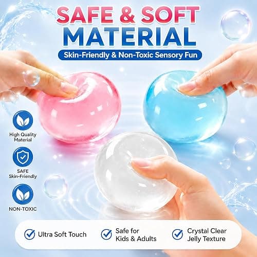 3pcs-Oil Coconut Oil Squishy Stress Ball for Stress Anxiety Relief | Super Soft Squishies Clear Fidget Squeeze Toy Fidget Toys for Kids Adult, Partay Favors thumbnail 2