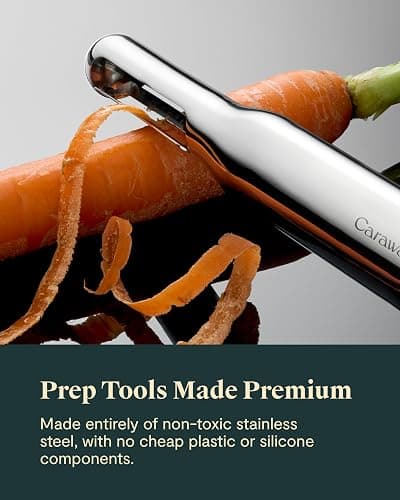 Caraway Kitchen Gadget Set - 5 Piece Kitchen Essentials - Stainless Steel - Includes Can Opener, Pizza Cutter, Garlic Press, Ice Cream Scoop, Vegetable Peeler, and Storage Organizer thumbnail 5
