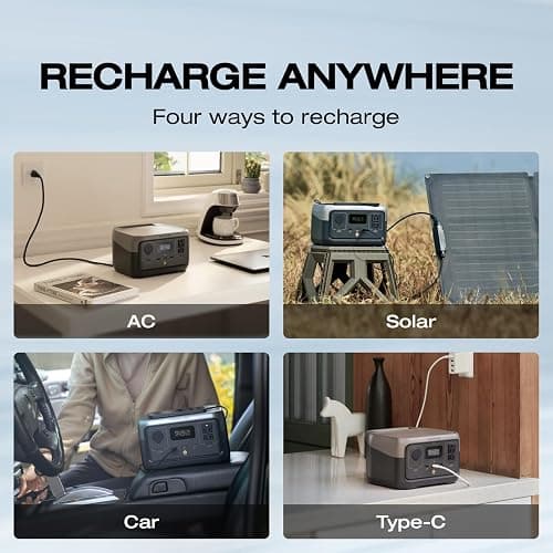 EF ECOFLOW Portable Power Station RIVER 2, 256Wh LiFePO4 Battery/ 1 Hour Fast Charging, 2 Up to 600W AC Outlets, Solar Generator (Solar Panel Optional) for Outdoor Camping/RVs/Home Use thumbnail 8