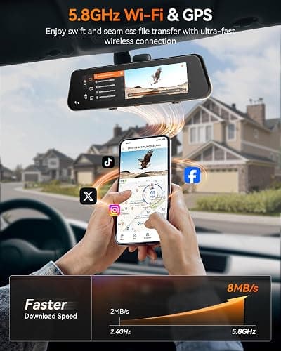 WOLFBOX G900 PRO Mirror Dash Cam with STARVIS 2 IMX678, 12 inches Rear View Mirror Camera with Front 4K and Rear 2.5K, Included 128GB Card, Voice Control, 5.8GHz WiFi, Loop Recording, G-Sensor & GPS thumbnail 4