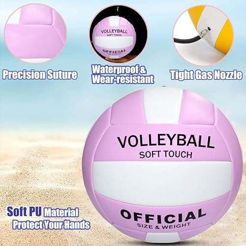 Magicorange Volleyball, 1 Pack Official Size 5 Volleyballs- PU Leather Indoor Outdoor Soft Touch Volleyballs for Beach Play, Game,Gym,Training -Includes Ball Pump thumbnail 3