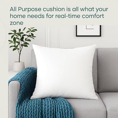 LANE LINEN 4 Pack 18x18 White Throw Pillow Inserts for Decorative Pillow Covers, Couch Pillows for Living Room, Fluffy Pillows for Bed thumbnail 6