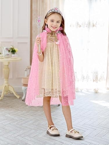 Fuzmo Light Up Princess Dress Up Clothes for Girls 3 4 5 6, Princess Costume with Toy for Kids Toddlers Birthday Gift - Pink thumbnail 4