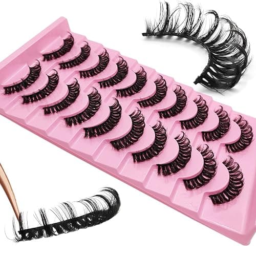 10Pairs 3D Russian Strip Lashes - DD Curl Lash Strips, Mink Eyelashes - Fluffy, Wispy & Natural Look thumbnail 3
