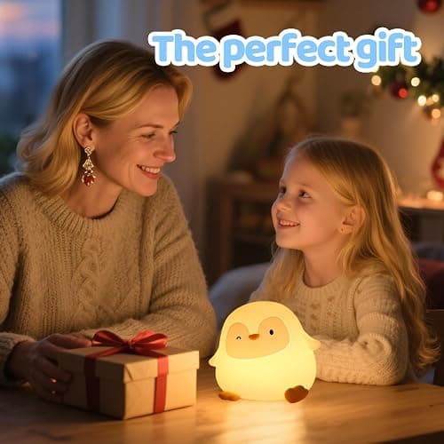 Emmanoth Penguin  Light, Squishy Silicone Touch Lamp with 2 Brightness Levels, Up to 50H Battery, 30-Min Auto-Off Timer, Soft Glow Bedside Nursery Lamp thumbnail 4