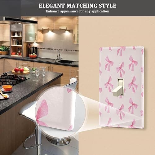 Blueangle Pink Bow Duplex Outlets Wall Plate, Standard Size 1-Gang Electrical Outlet Cover Plates for Home Office Bedroom Decorator 4.53 x 2.76 Inch thumbnail 5