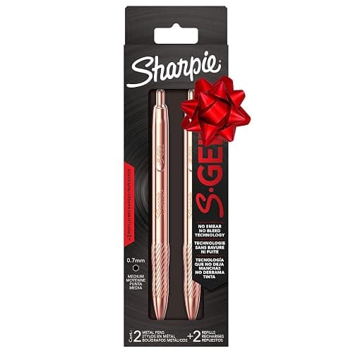 Sharpie S-Gel, Gel Pen, Copper Metal Body, Medium Point (0.7mm), Black Ink, Includes 2 Pens and 2 Additional Ink Refills - Image 1