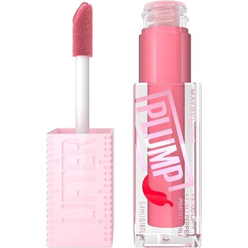 MAYBELLINE Lifter Gloss Lifter Plump, Plumping Lip Gloss with Chili Pepper and 5% Maxi-Lip, Blush Blaze, Sheer Pale Pink, 1 Count - Image 1