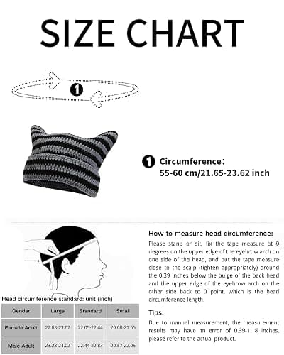 Julpsk Therian Stuff Grunge Emo Crochet Cat Ears Hat Striped Fingerless Gloves Stackable Bracelets thumbnail 6