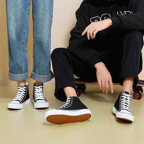 hash bubbie High Top Sneakers for Women Classic High Tops Canvas Shoes Lace up Women's Fashion Sneaker thumbnail 3