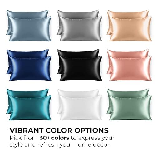Pure Bedding Satin Pillowcase 2 Pack - Queen Size (20"x30", Black) - Silky Pillow Cases for Hair and Skin - Satin Pillow Covers with Envelope Closure - Extra Soft Premium Microfiber thumbnail 10