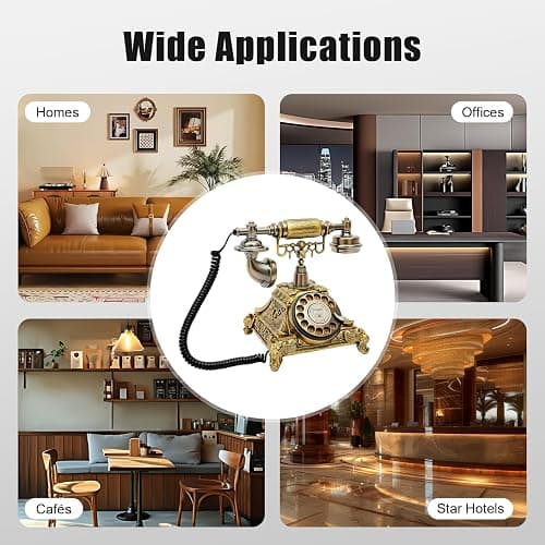 Vintage Telephone, Retro Rotary Dial Telephone, Corded Old Fashion Antique Landline Telephone Decor, Antique Phone for Home Office Hotel Decoration (Bronze) thumbnail 7