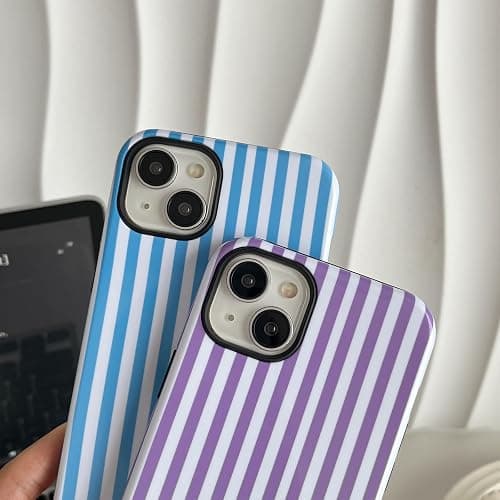 Longlayss Compatible with iPhone 14 Plus/15 Plus Case Cute Aesthetic Striped Phone Case for Women Girl Shockproof Slim TPU and Hard PC Protective Cover (Antique White) thumbnail 8