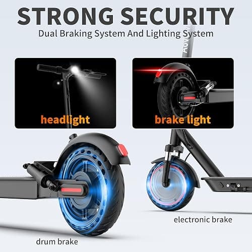 Aovowheel Electric Scooter for Adults, Folding E Scooter with 350W/500W Motor 16/24 Mph Top Speed, Max 19-23 Miles Long Range, 8.5''/10''/14''Tires Commuting Scooters with Dual Brakes System, APP thumbnail 5