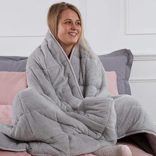 Brentfords Teddy Fleece Weighted Blanket for Adults Sleep Therapy Anxiety Stress Relief Super Soft Throw, Silver Grey, 125 x 180cm - 6kg (Disclaimer:Only suitable for age 3+years) - Image 1