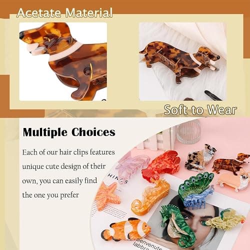 Hapdoo Dachshund Gifts for Women, Acetate Animal Dachshund Dog Hair Clips for Puppy Lovers Gifts, Cute Pet Hair Accessories Stocking Stuffers for Christmas, Birthday thumbnail 5