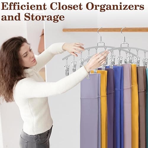Ginyoyo 4 Pack Legging Organizer for Closet, Metal Gym Clothes Organizer w/40 Clips Holds 40 Leggings, Scarf Hangers Space Saving, Closet Organizers and Storage, Room Organization Essentials, Grey thumbnail 6