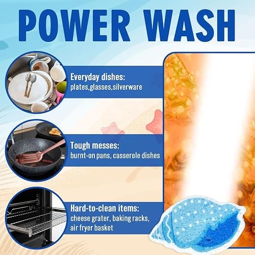 Whaline 8Pcs Starfish Shell Kitchen Sponges Water Absorbing Dish Washing Sponge Summer Sea Snail Starfish Shell Non Scratch Cleaning Scrub Sponges for Summer Home Kitchen Bathroom thumbnail 6