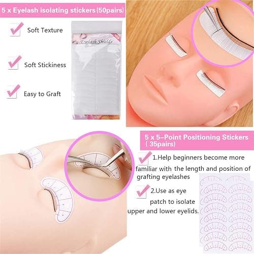 Lash Extension Kit Beginners, Eyelash Extension Accessories, False Eye Lashes Extension Training Tool Kit with Professional Mannequin Head for Beginners, Massage, Cosmetology Esthetician Supplies thumbnail 4