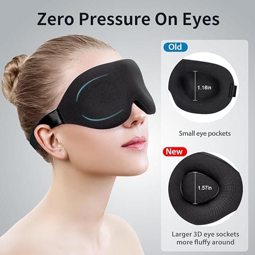 NEWVANGA Sleep Mask for Back and Side Sleeper, Block Out Light, Luxury Sleeping Eye Mask of 3D Night Blindfold, Zero Pressure Breathable Travel Eye Cover Black thumbnail 5