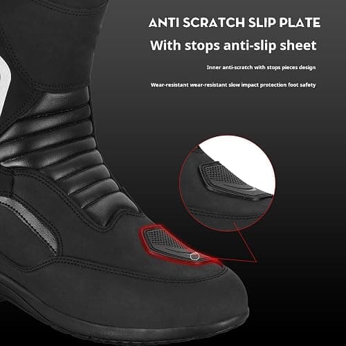 SAGA MOTO Men’s Motorcycle Boots – Waterproof Leather Biker Riding Shoes with CE Approved, Anti-Slip Sole & Breathable Lining thumbnail 6