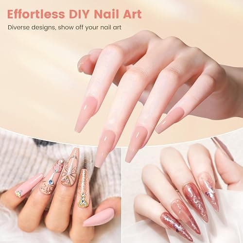 Acrylic Nail Kit with Everything: Beginners Practice Hand Acrylic Nail Powder Liquid Set with U V Lamp Drill in Gift Bag for Home Salon(Pink Bag) thumbnail 2