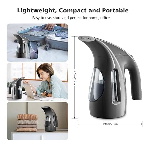 HiLIFE Steamer for Clothes, Portable Handheld Design, 240ml Big Capacity, 700W, Strong Penetrating Steam, Removes Wrinkle, for Home, Office(ONLY FOR 120V)-Black thumbnail 2