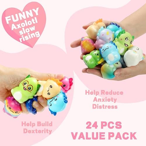 24PCS Axolotl Slow Squishy Toy,Slow Rising Squishy,Axolotl Stress Relief Fidget Toy,Axolotl Squishies Party Favors for Adults Kids thumbnail 4