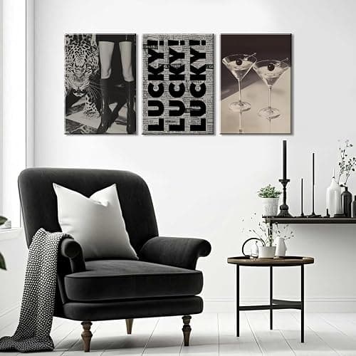 Trendy Leopard Canvas Wall Art Fashion Cheetah Lucky Martini Wall Decor Pictures Funky Vintage Preppy Luxury Aesthetic Posters Prints for Girly Bedroom Apartment Dorm Decoration 12x16in thumbnail 6