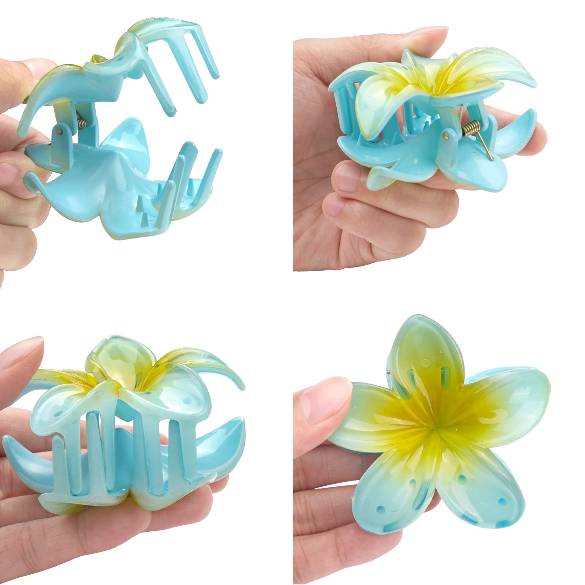 7 Pcs Hawaiian Claw Clips for Thick Hair,Flower Hair Clips Large Plumeria Clips Hibiscus Hair Clip Hair Accessories for Women thumbnail 3