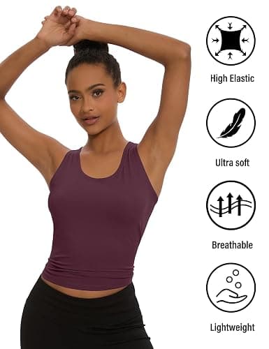 Dalavch 5 Pack Women's Workout Racerback Tank Tops Spandex Yoga Athletic Running Gym Sports Crop Tops for Women thumbnail 3