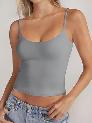 PINKMSTYLE Women's Basic Double Lined Scoop Neck Tank Tops Adjustable Cami Tank Summer Sleeveless Tops thumbnail 2